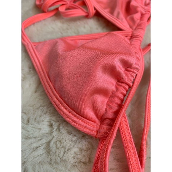 American Apparel | peachy pink metallic triangle bikini top - Picture 4 of 7